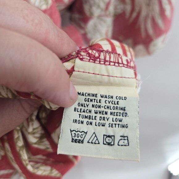 Cooke Street Honolulu Red Aloha Button Down Shirt Pocket 100% Cotton Size Medium - Picture 8 of 8